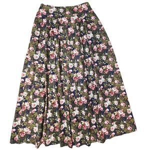 Vintage Herman Geist Romantic Floral Pleated Soft Corduroy Preppy A-line Skirt